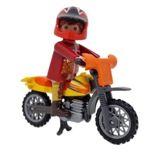 Figura Playmobil Motorista con Moto Naranja F280 – Figura Suelta Original Playmobil City