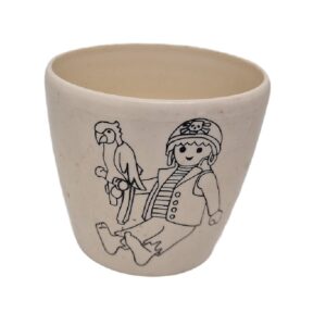 Macetero Lechuza con Motivos Playmobil Pirata con Loro (P91) – Decoración Original y Divertida