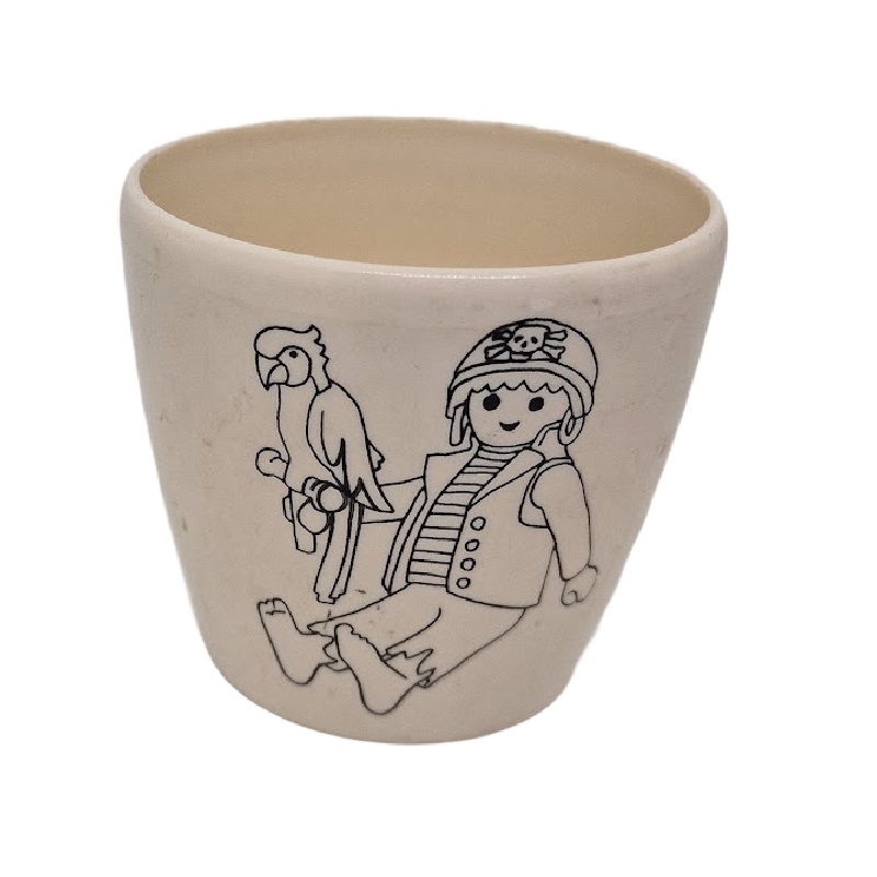 Macetero Lechuza con Motivos Playmobil Pirata con Loro (P91) – Decoración Original y Divertida